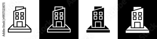 Property black and white icon design concept