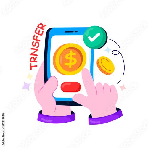 Modern design illustration of online money transfer 