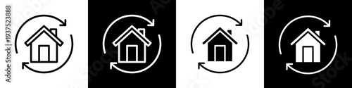 House rental black and white icon design concept