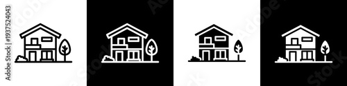 House rental black and white icon design concept