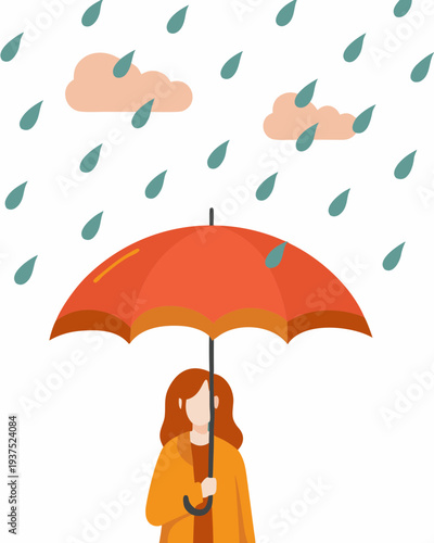 A person with an umbrella stands during a rainy cloudy day