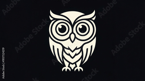 Minimalist Owl Head Logo Design on Black Background