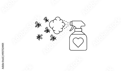 Mosquito Repellent Spray Icon with Heart Protection Symbol
