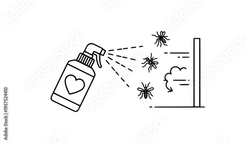 Mosquito Repellent Protection Concept with Spray Bottle and Heart Symbol