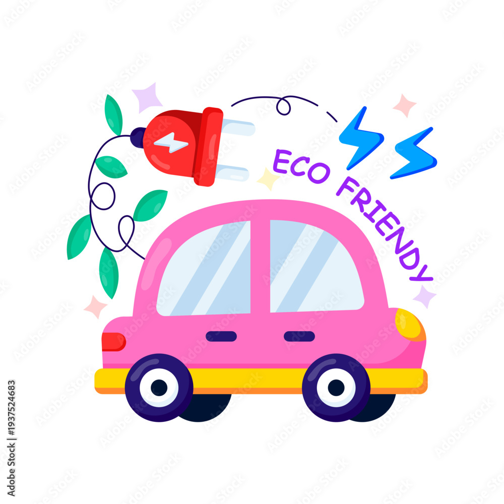 Fototapeta premium An illustration design of electric car 