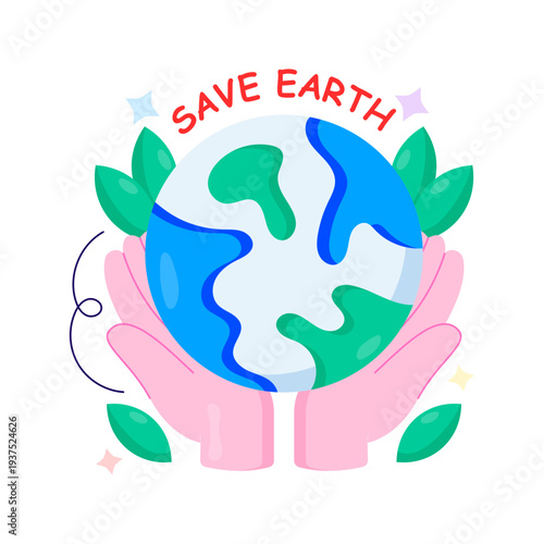 A colored design illustration of save earth 