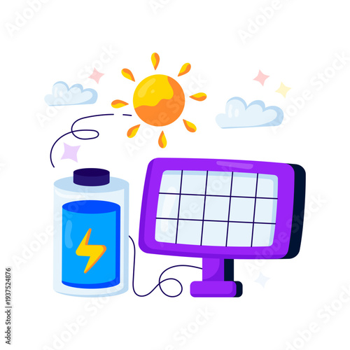 Perfect design illustration of solar energy accumulation 