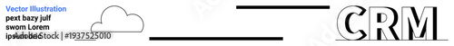 Cloud technology, customer management, software solutions, data services, digital business, marketing strategies. Minimalist cloud design and CRM text. Cloud technology and customer management