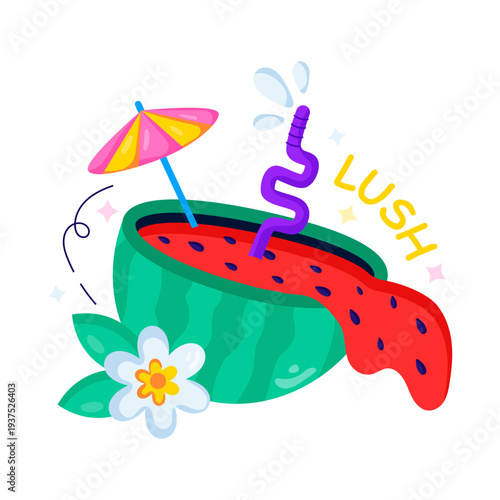 Editable design illustration of watermelon drink