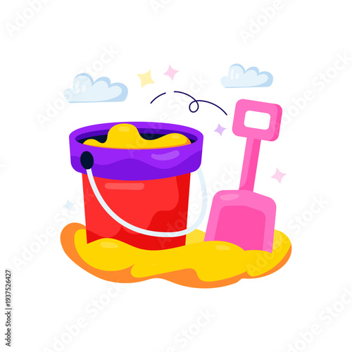 An illustration design of sand bucket 