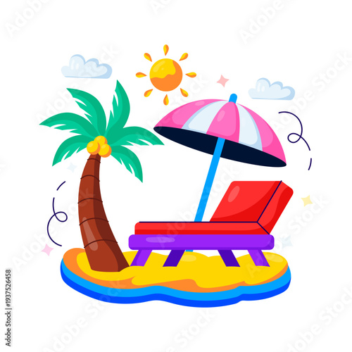 Modern design illustration of sunbed 