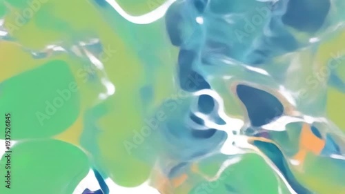 Bright abstract fluid shapes in a background art motion, gently swirling and evolving