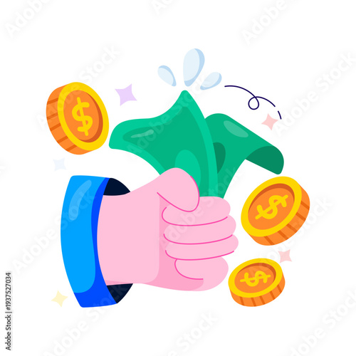 An editable design illustration of giving money 
