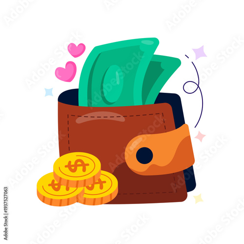 A billfold accessory illustration, vector design of wallet