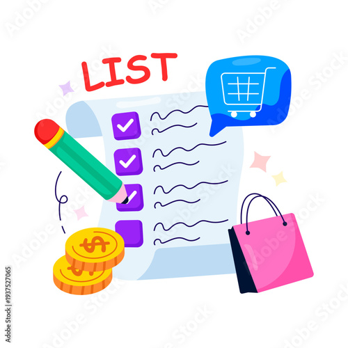 Perfect design illustration of shopping list 