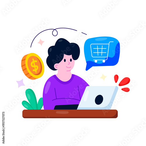 Modern design illustration of online shopping chat