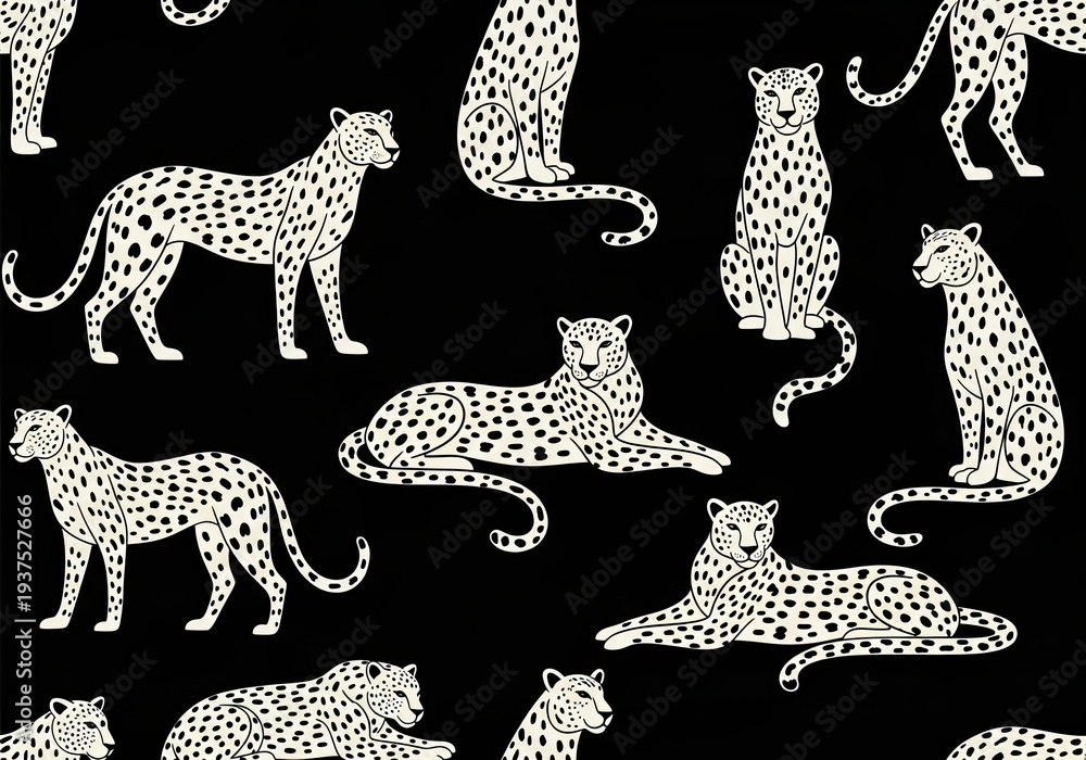 Obraz premium Elegant leopard pattern on black background, sophisticated animal print