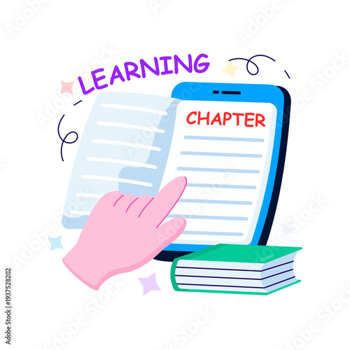 A beautiful design illustration of online learning 