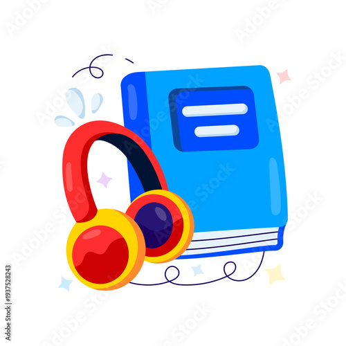 Creative design illustration of audiobook