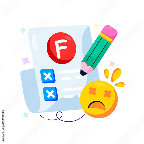 Editable design illustration of fail result 