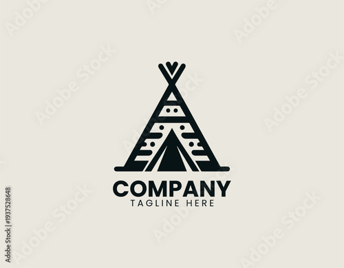 Minimalist teepee tent symbol in clean modern camping vector illustration style