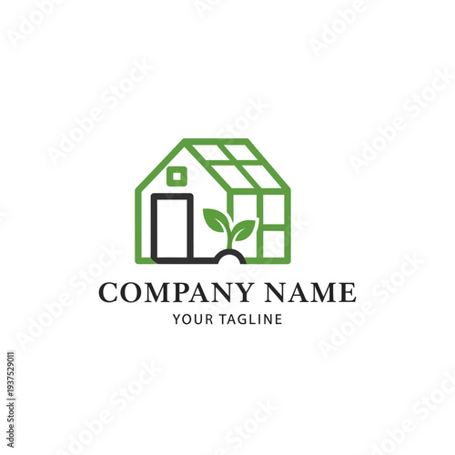 Greenhouse Logo with Growing Plant Inside.