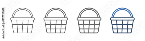 
outline icon set basket with basket design