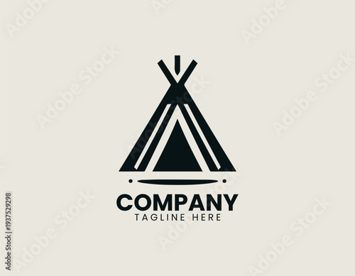 Minimalist teepee tent symbol in clean modern camping vector illustration style