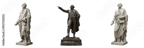Canvas-taulu George Washington statue isolated on white background random angle full sculptur