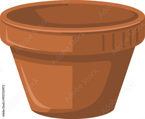Single brown color clay pot vector on white background.