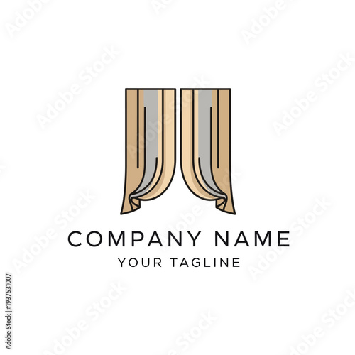 Golden Curtain Logo Design Template.