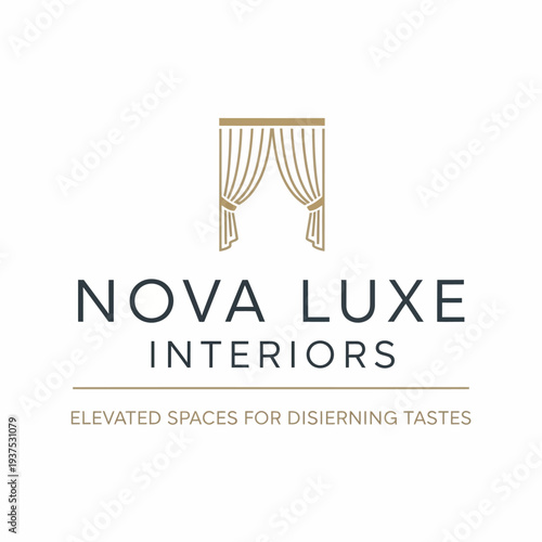 Nova Luxe Interiors Logo with Curtains.
