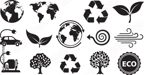 Eco Friendly Icons for Sustainable Living and Green Earth