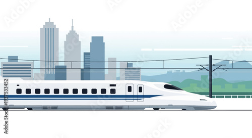 High-speed train and cityscape
