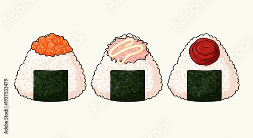 Japanese Onigiri Rice Balls with Toppings