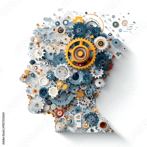 Wallpaper Mural Gear in head face illustration Torontodigital.ca