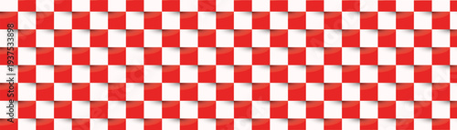 Seamless red and white checkerboard pattern a classic geometric background with a subtle 3D effect. Vector Illustration