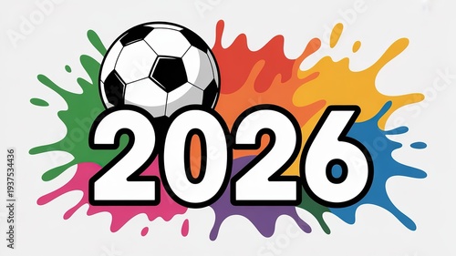 Wallpaper Mural Vibrant retro-inspired dynamic field scene with bold red and deep blue accents capturing competitive energy for 2026 Football World Cup promotional campaigns and fan merchandise designs Torontodigital.ca