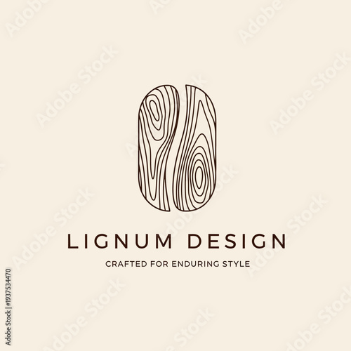 Lignum Design Logo Wooden Pattern Emblem.