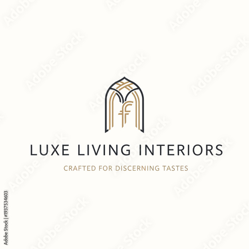 Luxury Living Interiors Logo Design Element.