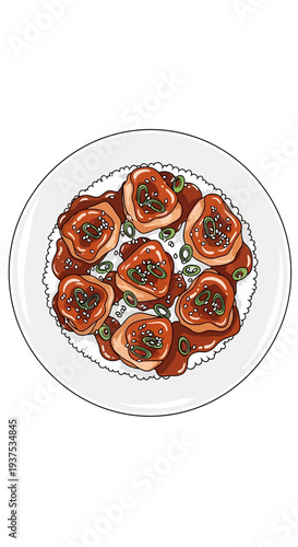 Delicious Korean Food: Bibimbap with Meat and Vegetables