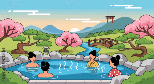 Japanese Onsen Hot Spring Relaxation