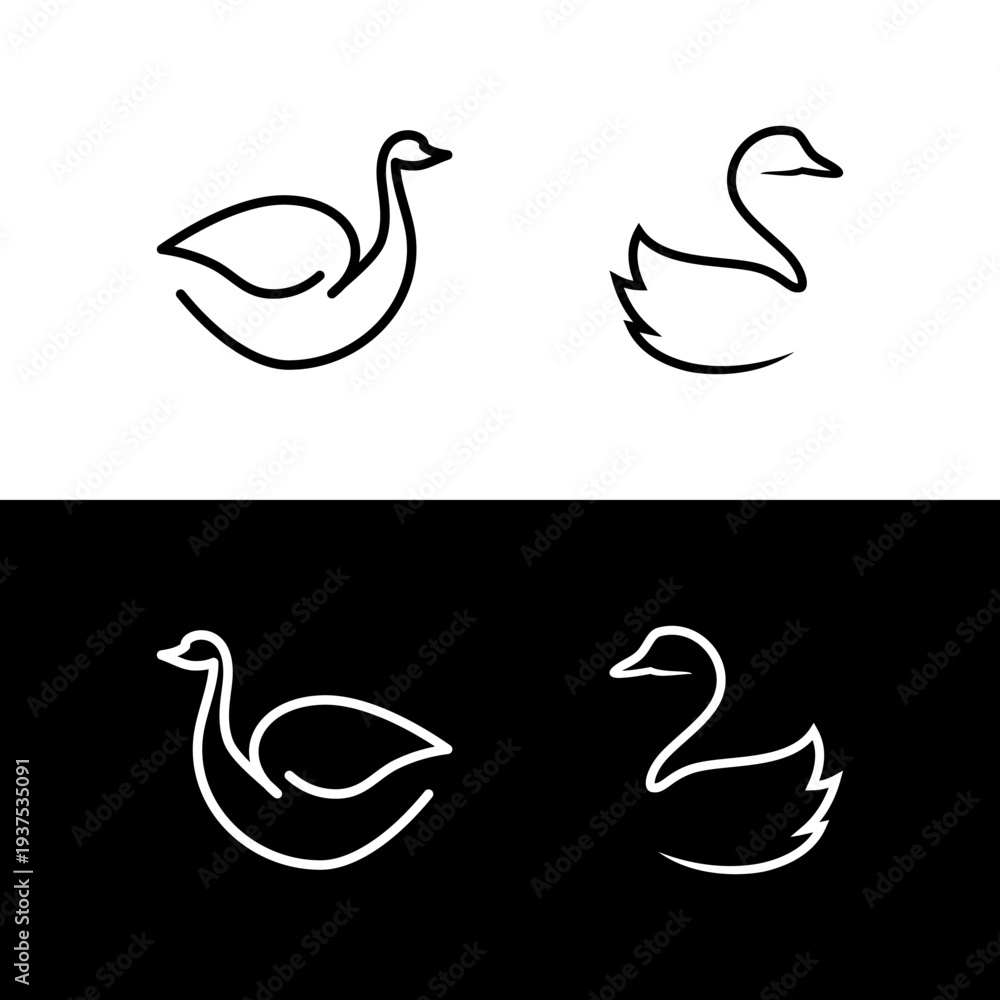 Fototapeta premium Swan icon goose line outline isolated graphic