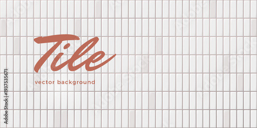 Vertical subway tile background. Vector abstract back with kitchen or bathroom wall texture for banner