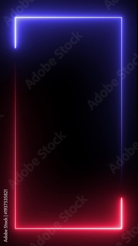 Wallpaper Mural Neon glowing vertical border frame, Glowing neon square rectangle picture frame icon animation.
horizontal orientation, minimal futuristic design, Neon rectangular frame loopable.  Torontodigital.ca