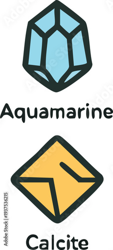 Aquamarine and Calcite Gemstones.