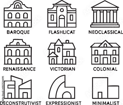 Architectural Styles Illustrated in Black and White.