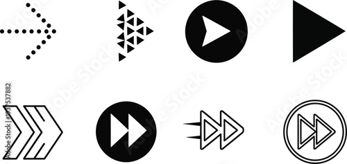 Collection of black arrow icons for navigation