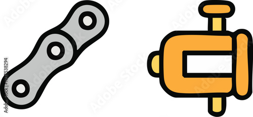 Bicycle Chain and Pedal Vector Icons.