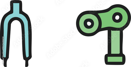 Bicycle Fork and Chainring Vector Illustration.